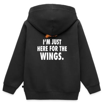 Ailes de poulet poulet poulet poulet frit - Sweat Premium à capuche zippé enfant bio - noir - Dos - AI Model Kid Male (0cm)