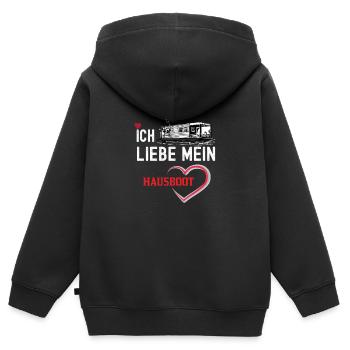 Segeln - Hausboot - Ich liebe mein Hausboot Design - Kinder Premium Organic Zip Hoodie - Schwarz - Hinten - AI Model Kid Male (0cm)
