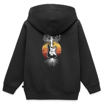 Guitare Rock Rock n Roll Music Guitarist Gift - Sweat Premium à capuche zippé enfant bio - noir - Dos - AI Model Kid Male (0cm)