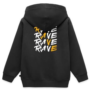 Rave House Dubstep Techno Hardstyle Raver - Sweat Premium à capuche zippé enfant bio - noir - Dos - AI Model Kid Male (0cm)