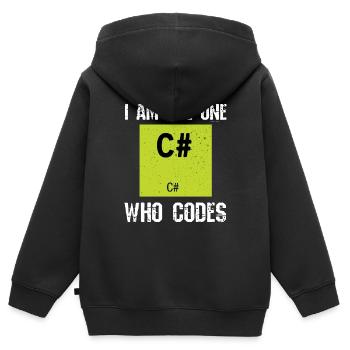 Programmation des codes C # - Sweat Premium à capuche zippé enfant bio - noir - Dos - AI Model Kid Male (0cm)