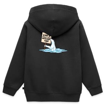 Eisbär und Menschen vom Aussterben bedroht Klima - Kinder Premium Organic Zip Hoodie - Schwarz - Hinten - AI Model Kid Male (0cm)