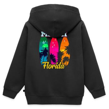 Miami Beach Vacation Retro Florida America Gift - Sweat Premium à capuche zippé enfant bio - noir - Dos - AI Model Kid Male (0cm)