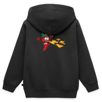 Feurige Chillischote Chilli Schote Scharfes Essen - Kinder Premium Organic Zip Hoodie - Schwarz - Hinten - AI Model Kid Male (0cm)