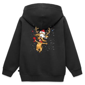 Noël de renne avec smartphone mobile - Sweat Premium à capuche zippé enfant bio - noir - Dos - AI Model Kid Male (0cm)