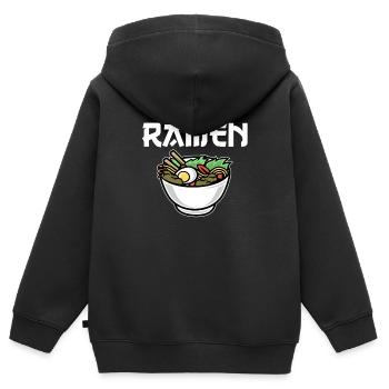 Ramen kawaii - Sweat Premium à capuche zippé enfant bio - noir - Dos - AI Model Kid Male (0cm)