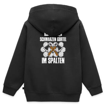 Schwarzen Gürtel im Spalten - Kinder Premium Organic Zip Hoodie - Schwarz - Hinten - AI Model Kid Male (0cm)