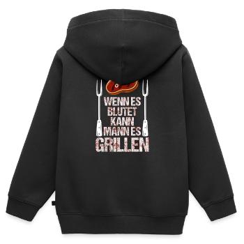 Grillen BBQ - Kinder Premium Organic Zip Hoodie - Schwarz - Hinten - AI Model Kid Male (0cm)