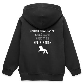Pferdespruch - Kinder Premium Organic Zip Hoodie - Schwarz - Hinten - AI Model Kid Male (0cm)
