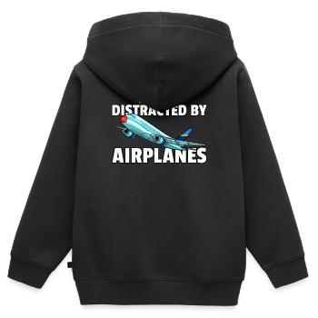 Flugzeug Flieger Pilot Fliegen Flug - Kinder Premium Organic Zip Hoodie - Schwarz - Hinten - AI Model Kid Male (0cm)