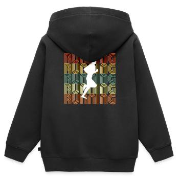 RUNNING - Sweat Premium à capuche zippé enfant bio - noir - Dos - AI Model Kid Male (0cm)