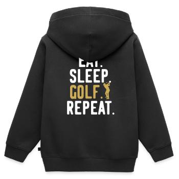 Golf Golfplatz Golfer Repeat - Kinder Premium Organic Zip Hoodie - Schwarz - Hinten - AI Model Kid Male (0cm)
