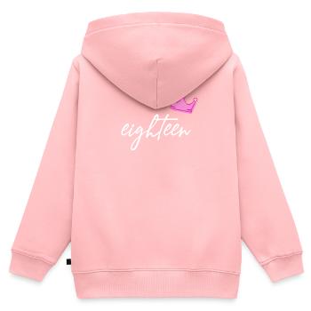 18e anniversaire 18 ans dix-huit - Sweat Premium à capuche zippé enfant bio - rose - Dos - AI Model Kid Female (0cm)