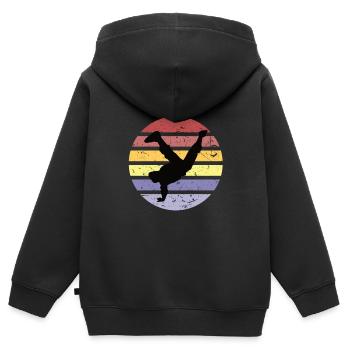 Breakdancer - Sweat Premium à capuche zippé enfant bio - noir - Dos - AI Model Kid Male (0cm)