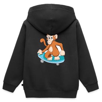 Skatender Affe Schimpanse - Kinder Premium Organic Zip Hoodie - Schwarz - Hinten - AI Model Kid Male (0cm)