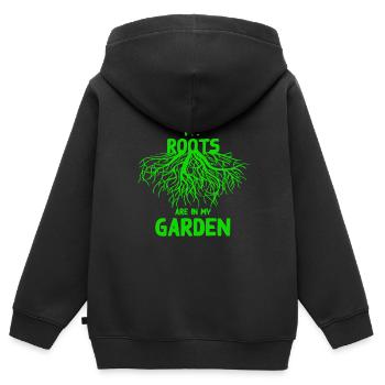 jardin - Sweat Premium à capuche zippé enfant bio - noir - Dos - AI Model Kid Male (0cm)