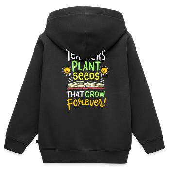 professeur - Sweat Premium à capuche zippé enfant bio - noir - Dos - AI Model Kid Male (0cm)