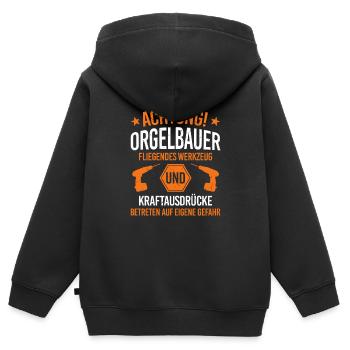 Achtung Orgelbauer Kirche Orgel Pfeifenorgel - Kinder Premium Organic Zip Hoodie - Schwarz - Hinten - AI Model Kid Male (0cm)