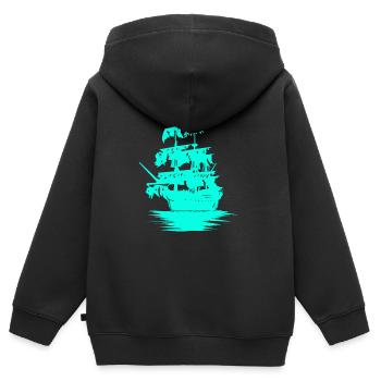 Segelschiff Schiff Seefahrt Fantasy Maritim Jolle - Kinder Premium Organic Zip Hoodie - Schwarz - Hinten - AI Model Kid Male (0cm)