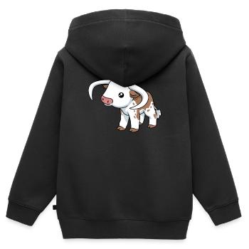 Comic Deutsch Longhorn - Kids Premium Organic Zip-up Hoodie - black - Back - AI Model Kid Male (0cm)