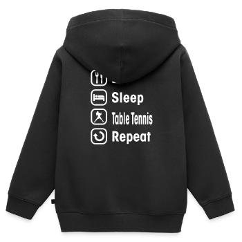 tennis de table - Sweat Premium à capuche zippé enfant bio - noir - Dos - AI Model Kid Male (0cm)