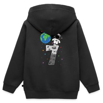 Geburtstaggeschenk für 7 Jährigen Astronaut - Kinder Premium Organic Zip Hoodie - Schwarz - Hinten - AI Model Kid Male (0cm)