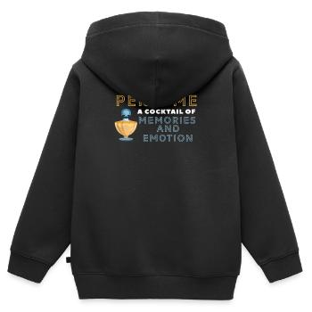 Parfum Parfum Amant Parfum Oud Gift - Sweat Premium à capuche zippé enfant bio - noir - Dos - AI Model Kid Male (0cm)