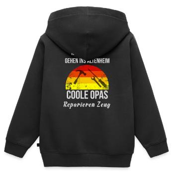 Geschenk Spruch Lustig Opa Handwerker Reparieren - Kinder Premium Organic Zip Hoodie - Schwarz - Hinten - AI Model Kid Male (0cm)