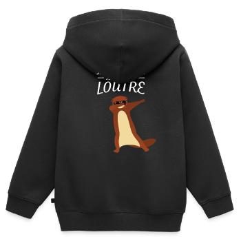 Je M'en Fous - Dabbing Loutre - Dab Dance - Sweat Premium à capuche zippé enfant bio - noir - Dos - AI Model Kid Male (0cm)