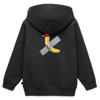 Banane Ruban adhésif Noël - Sweat Premium à capuche zippé enfant bio - noir - Dos - AI Model Kid Male (0cm)