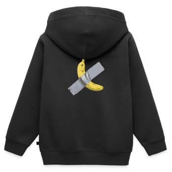 Banane Ruban adhésif - Sweat Premium à capuche zippé enfant bio - noir - Dos - AI Model Kid Male (0cm)
