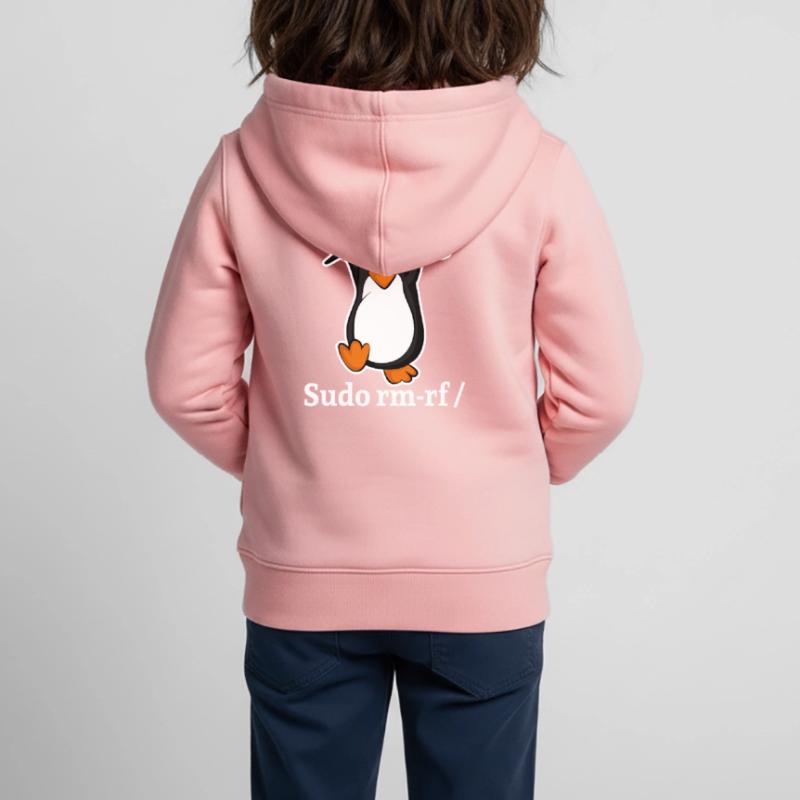 Tux Linux Pingouin Sudo Rm Rf | Computerfreak Hack Sweat Premium à capuche zippé enfant bio