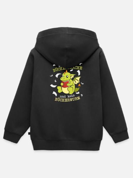 Bücherwurm Geschenk - Kinder Premium Organic Zip Hoodie - Schwarz