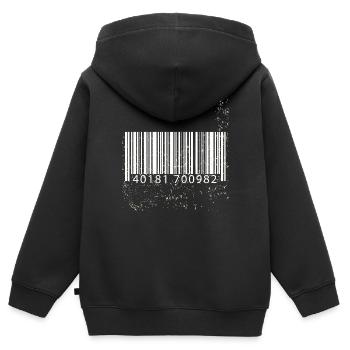 Idée cadeau code barre - Sweat Premium à capuche zippé enfant bio - noir - Dos - AI Model Kid Male (0cm)