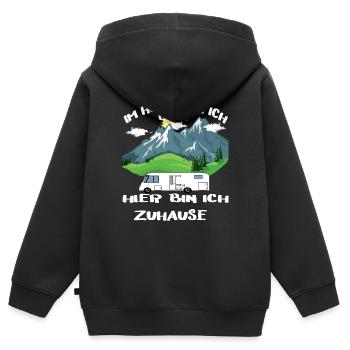 Im Hotel bin ich Gast hier bin ich Zuhause - Kinder Premium Organic Zip Hoodie - Schwarz - Hinten - AI Model Kid Male (0cm)