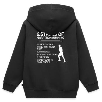 Marathon Lustig - Kinder Premium Organic Zip Hoodie - Schwarz - Hinten - AI Model Kid Male (0cm)