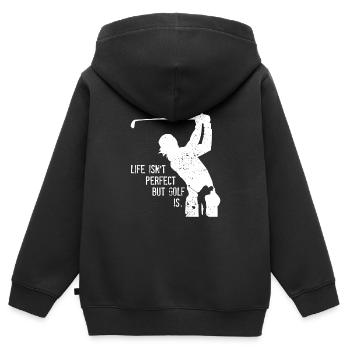 Golfeur golfeur silhouette disant club de golf - Sweat Premium à capuche zippé enfant bio - noir - Dos - AI Model Kid Male (0cm)