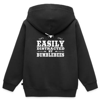 Facilement distrait par les bourdons Drôle de bourdon - Sweat Premium à capuche zippé enfant bio - noir - Dos - AI Model Kid Male (0cm)