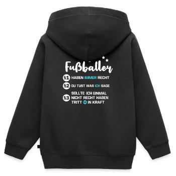 Fußballer Spruch lustig Fußballtrainer - Kinder Premium Organic Zip Hoodie - Schwarz - Hinten - AI Model Kid Male (0cm)
