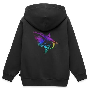 Umriss Hai bunt - Kinder Premium Organic Zip Hoodie - Schwarz - Hinten - AI Model Kid Male (0cm)