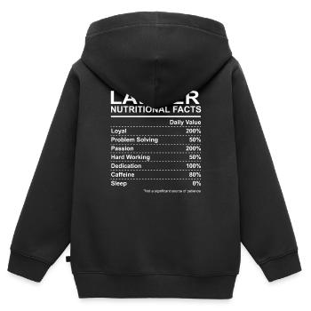 Informations nutritionnelles de l'avocat - Sweat Premium à capuche zippé enfant bio - noir - Dos - AI Model Kid Male (0cm)