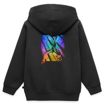 Turnen Salto Gymnast Umriss bunt - Kinder Premium Organic Zip Hoodie - Schwarz - Hinten - AI Model Kid Male (0cm)