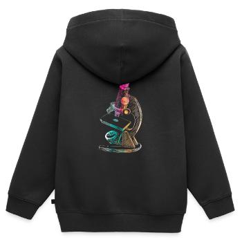 Microscope biologie science médecine recherche - Sweat Premium à capuche zippé enfant bio - noir - Dos - AI Model Kid Male (0cm)