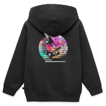 Microscope biologie science médecine recherche - Sweat Premium à capuche zippé enfant bio - noir - Dos - AI Model Kid Male (0cm)