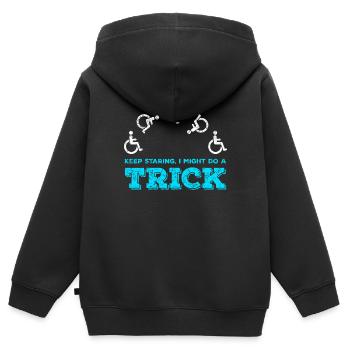 Rollstuhl Rollstuhlfahrer Behinderung Geschenk - Kinder Premium Organic Zip Hoodie - Schwarz - Hinten - AI Model Kid Male (0cm)