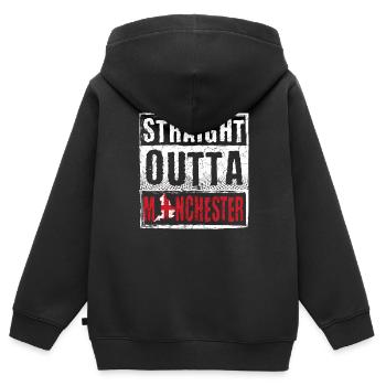 Straight Outta Manchester - Sweat Premium à capuche zippé enfant bio - noir - Dos - AI Model Kid Male (0cm)
