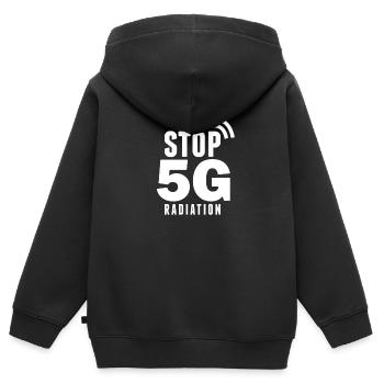 5G Gegner Anti Strahlung 5G - Kinder Premium Organic Zip Hoodie - Schwarz - Hinten - AI Model Kid Male (0cm)