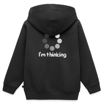 Je pense / je pense au bureau d'idées cadeaux - Sweat Premium à capuche zippé enfant bio - noir - Dos - AI Model Kid Male (0cm)