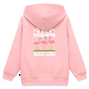 Funny Golf Friends Graphic Flamingo Golf - Sweat Premium à capuche zippé enfant bio - rose - Dos - AI Model Kid Female (0cm)