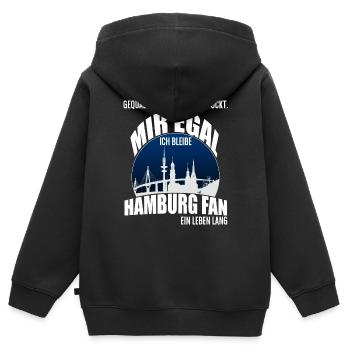 Hamburg Fan ein Leben lang - Kinder Premium Organic Zip Hoodie - Schwarz - Hinten - AI Model Kid Male (0cm)
